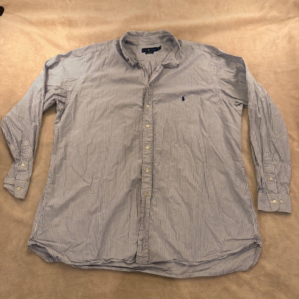Ralph Lauren Classic Fit Striped Oxford Shirt Preppy Old Money Mens Sz 19 2XL - Picture 2 of 12